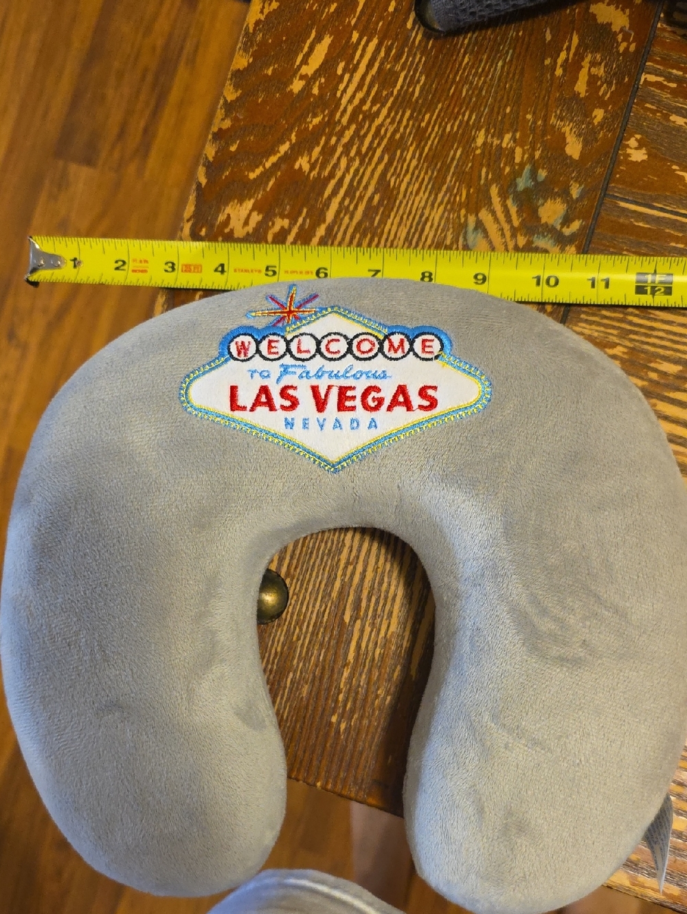 Las Vegas Embroidered Travel Neck Pillow - Grey